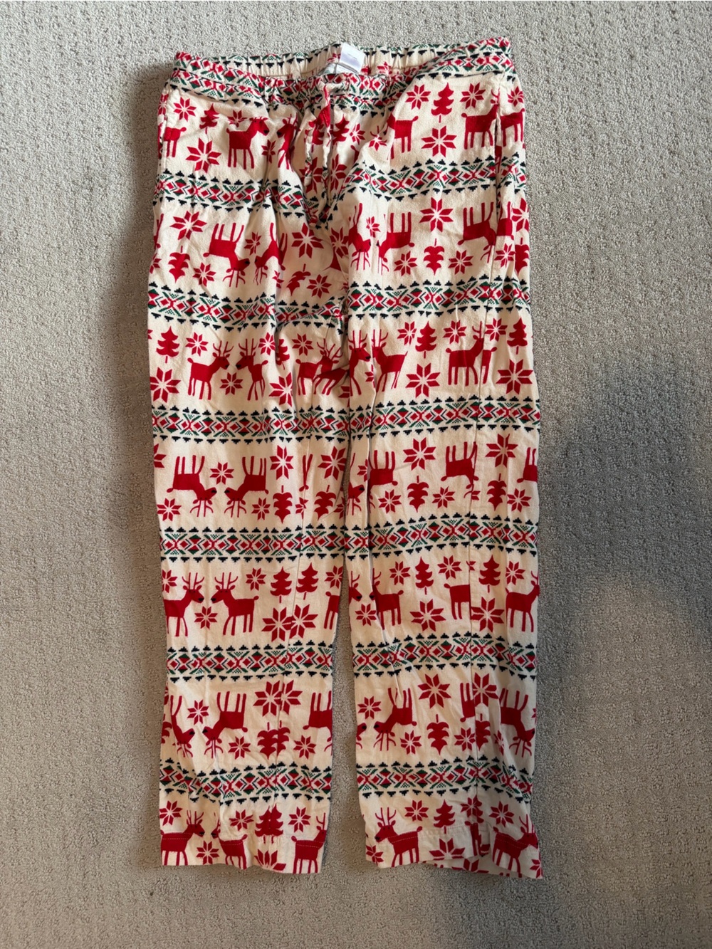 Hanna Anderson White and Red Reindeer Pajama Pants